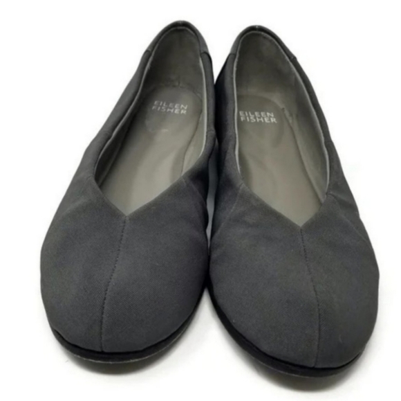 Eileen Fisher Grosgrain Ballet Flats With Hidden Low Wedge Gray Size 6 - Picture 6 of 10